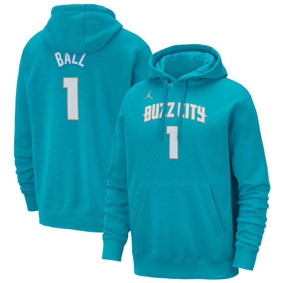 Men Charlotte Hornets #1 Ball Blue Nike Season city version Sweatshirts 23-24 NBA Jersey->charlotte hornets->NBA Jersey